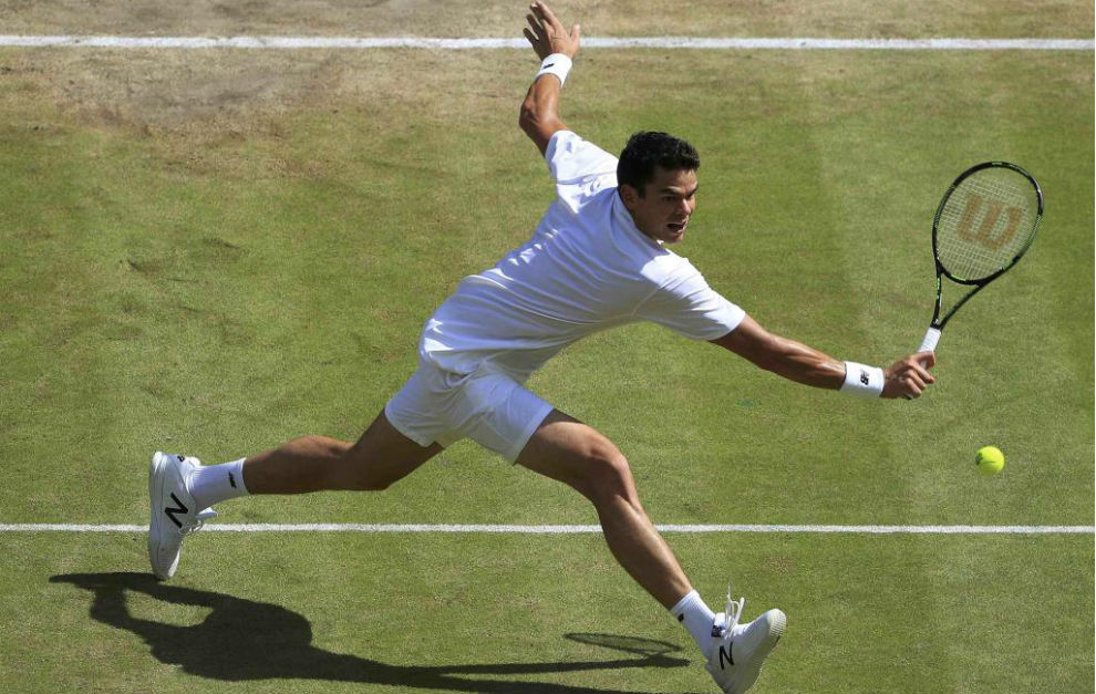 Milos Roanic durante la final de Wimbledon contra Murray