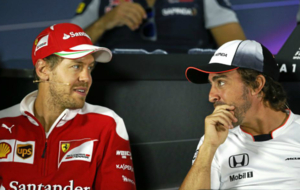 Vettel y Alonso en la rueda de prensa de Baku.