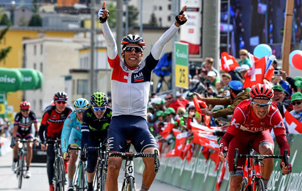 Pantano celebrating his stage win.