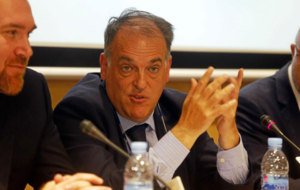 Javier Tebas durante una conferencia