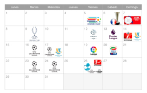 Calendario con los principales acontemicientos futbolsticos en...