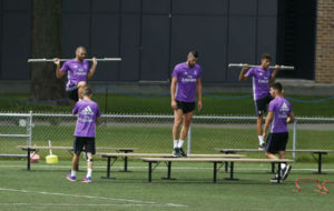 Benzema Casilla y Achraf haciendo gimnasio en el entrenamiento del...