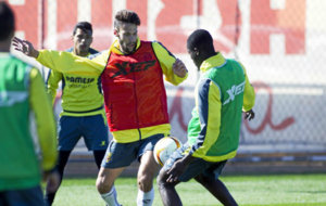 Alfonso, durante un entrenamiento con el Villarreal.