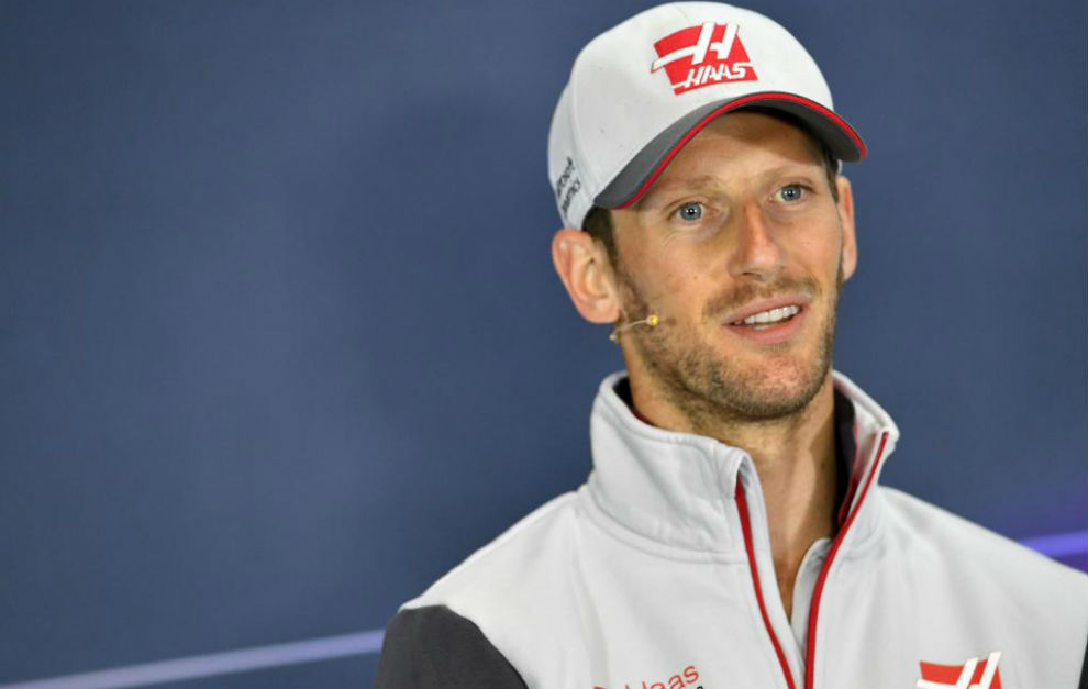Romain Grosjean (Haas), durante la rueda de prensa previa al GP de...