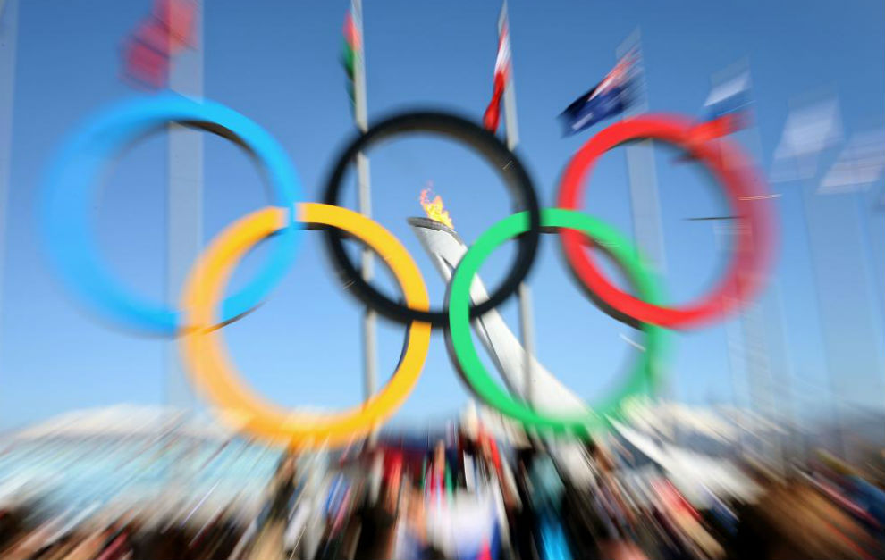 Los aros olmpicos durante los Juegos de Sochi 2014.