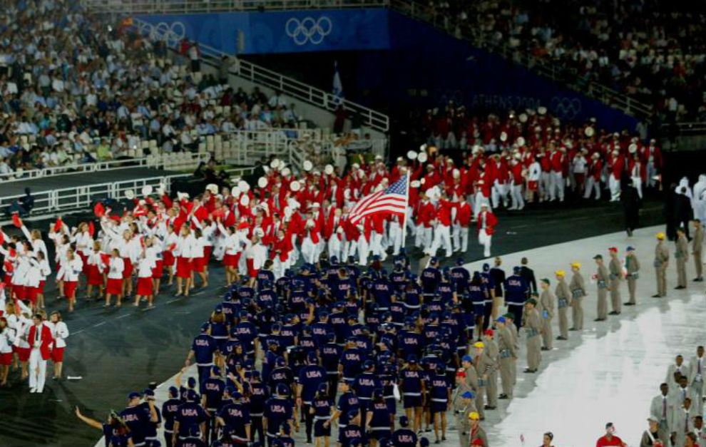 Desfile del equipo de EE.UU en los Juegos de Atenas 2004