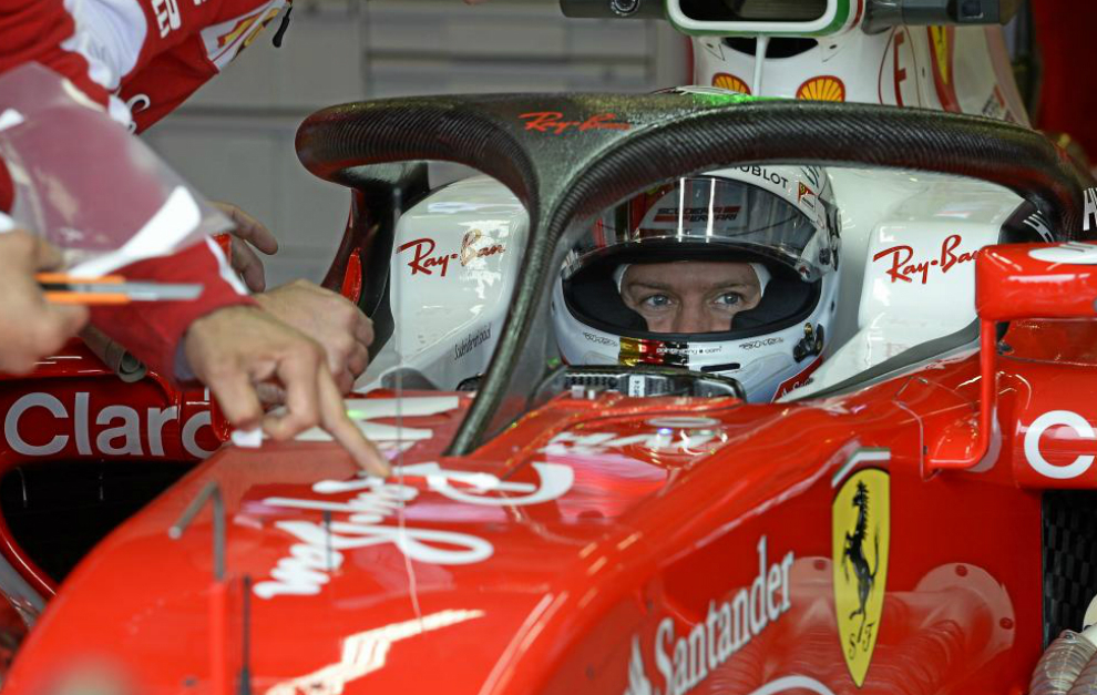 Vettel prueba el halo en los entrenamientos del Gran Premio de Gran...