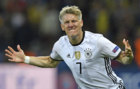 Bastian Schweinsteiger celebra un gol con Alemania en la Eurocopa de...
