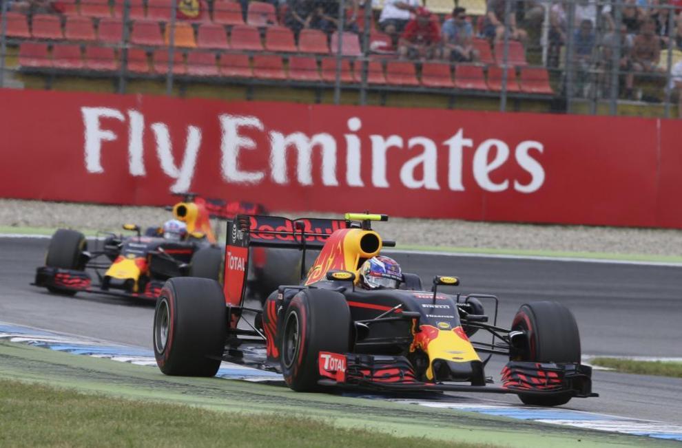 Max Verstappen y Daniel Ricciardo en el GP de Alemania