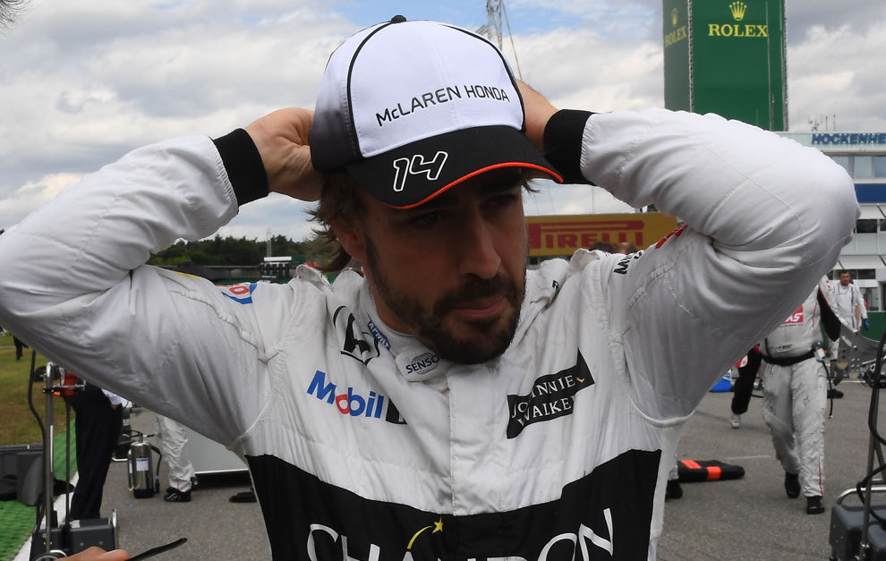 Alonso instantes antes de arrancar la carrera en Alemania