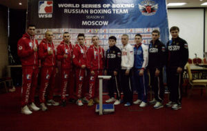 El equipo ruso masculino de boxeo, durante las World Series.