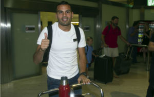 Gabriel Mercado, en su llegada al aeropuerto de San Pablo.