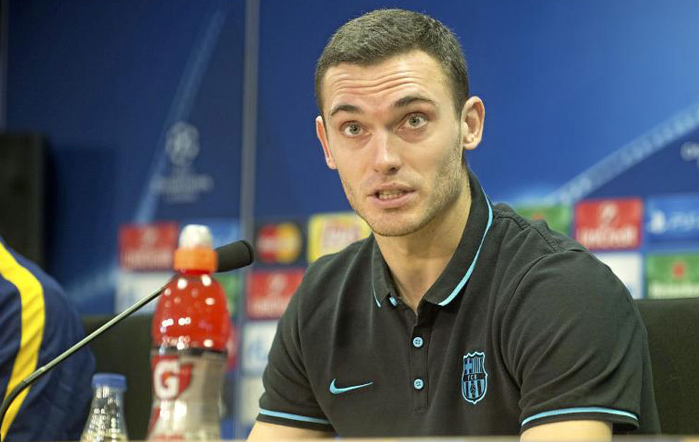 Vermaelen during a press conference.
