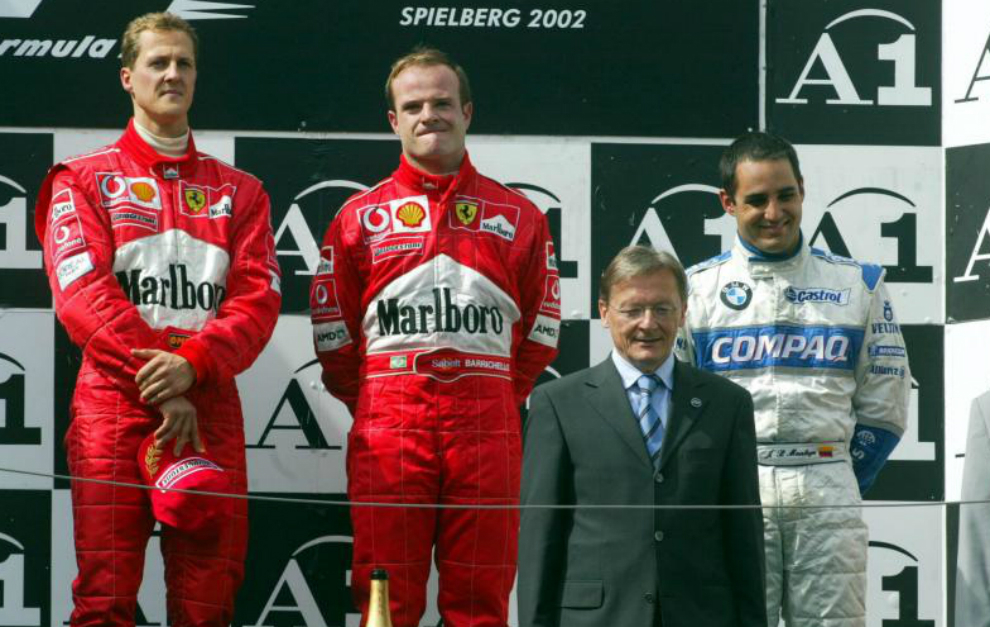 Podio de Austria 2002, cuando Schumacher &apos;devolvi&apos; la primera plaza...