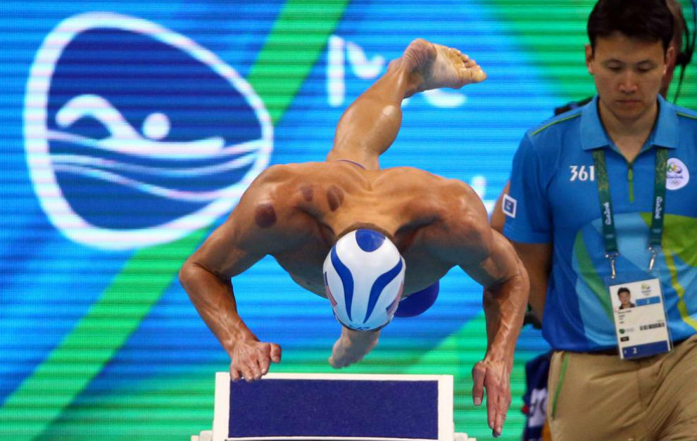 Michael Phelps, durante su serie de los 200 metros mariposa