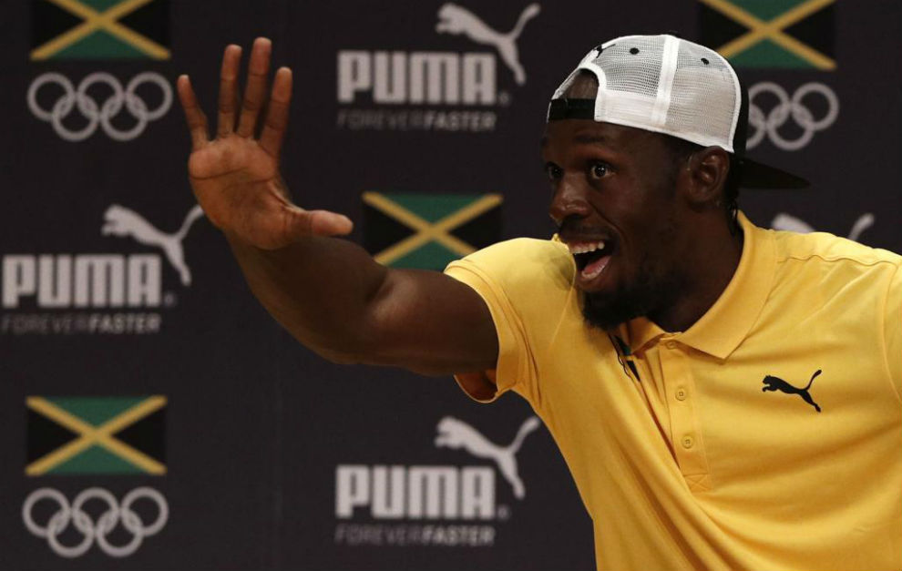 Usain Bolt en una rueda de prensa en Ro de Janeiro.