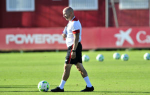 Jorge Sampaoli, en un entrenamiento en la Ciudad Deportiva.