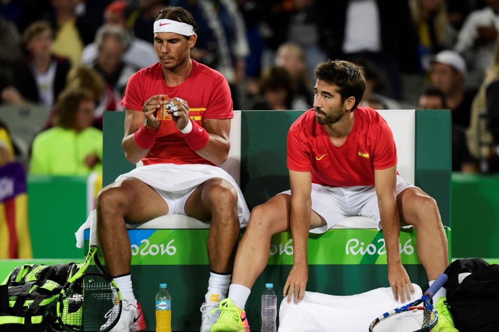 Rafa Nadal y Marc Lpez en la final de dobles de Ro 2016