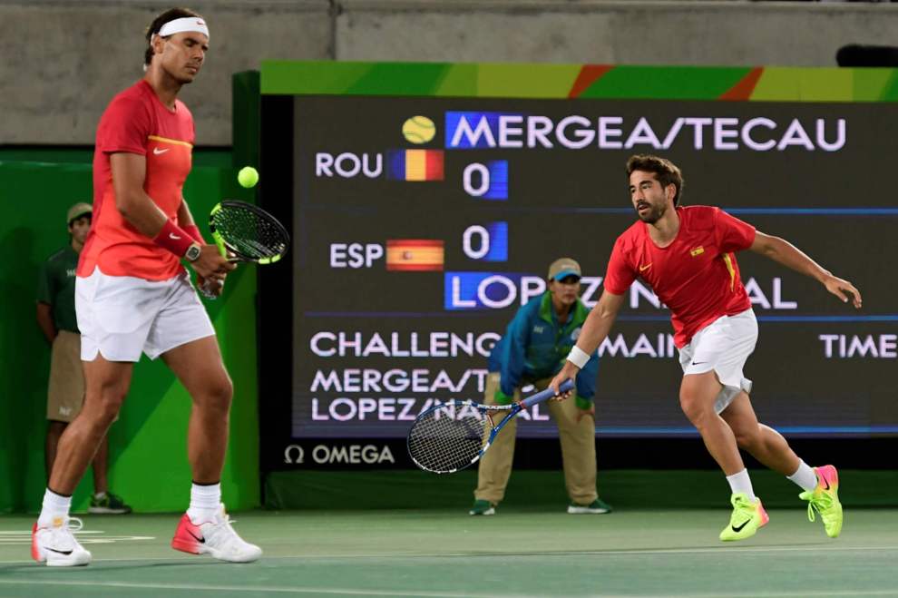 Rafa Nadal y Marc Lpez en la final de dobles de Ro 2016