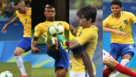 Luan, Walace, Rodrigo Caio y Douglas Santos, en accin con Brasil.