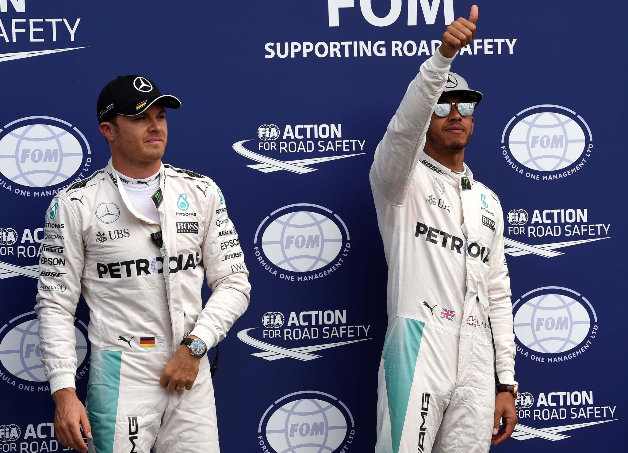 Rosberg y Hamilton despues de la calificacin en Hochenheim