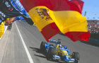 Alonso atraviesa la linea de meta y gana en Hungra 2003