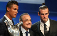 Cristiano Ronaldo con Florentino Prez y Gareth Bale