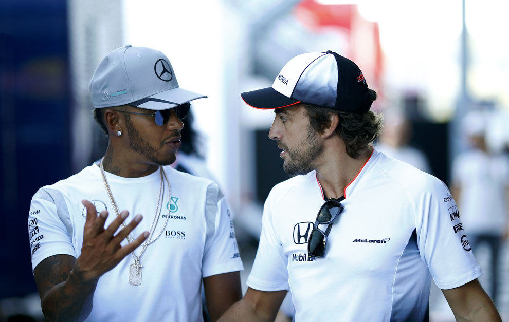 Hamilton y Alonso, en el circuito de Spa