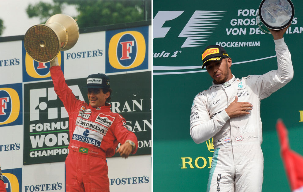 Senna, en San Marino 1991, Hamilton en Alemana 2016