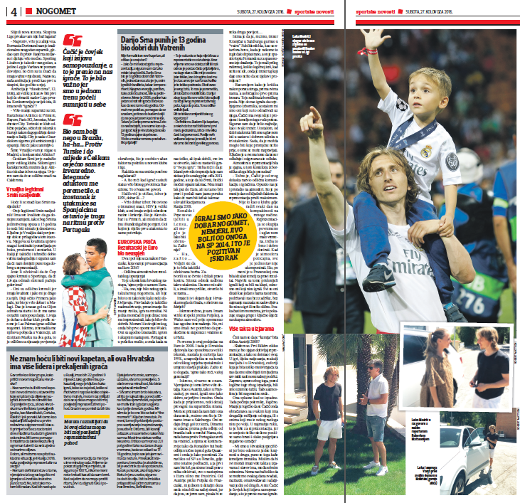 Una parte de la entrevista de Modric en el diario croata Sportske...