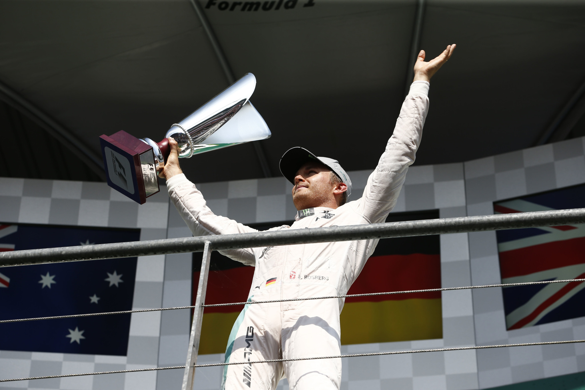 Rosberg, celebra su victoria en el GP de Blgica