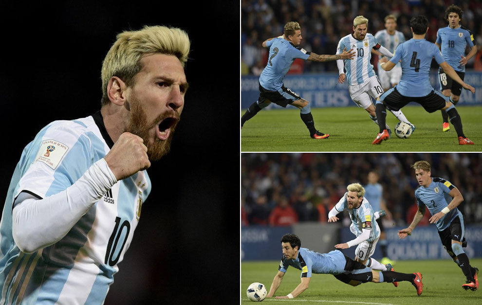 Las mejores imgenes de Messi en el Argentina-Uruguay.