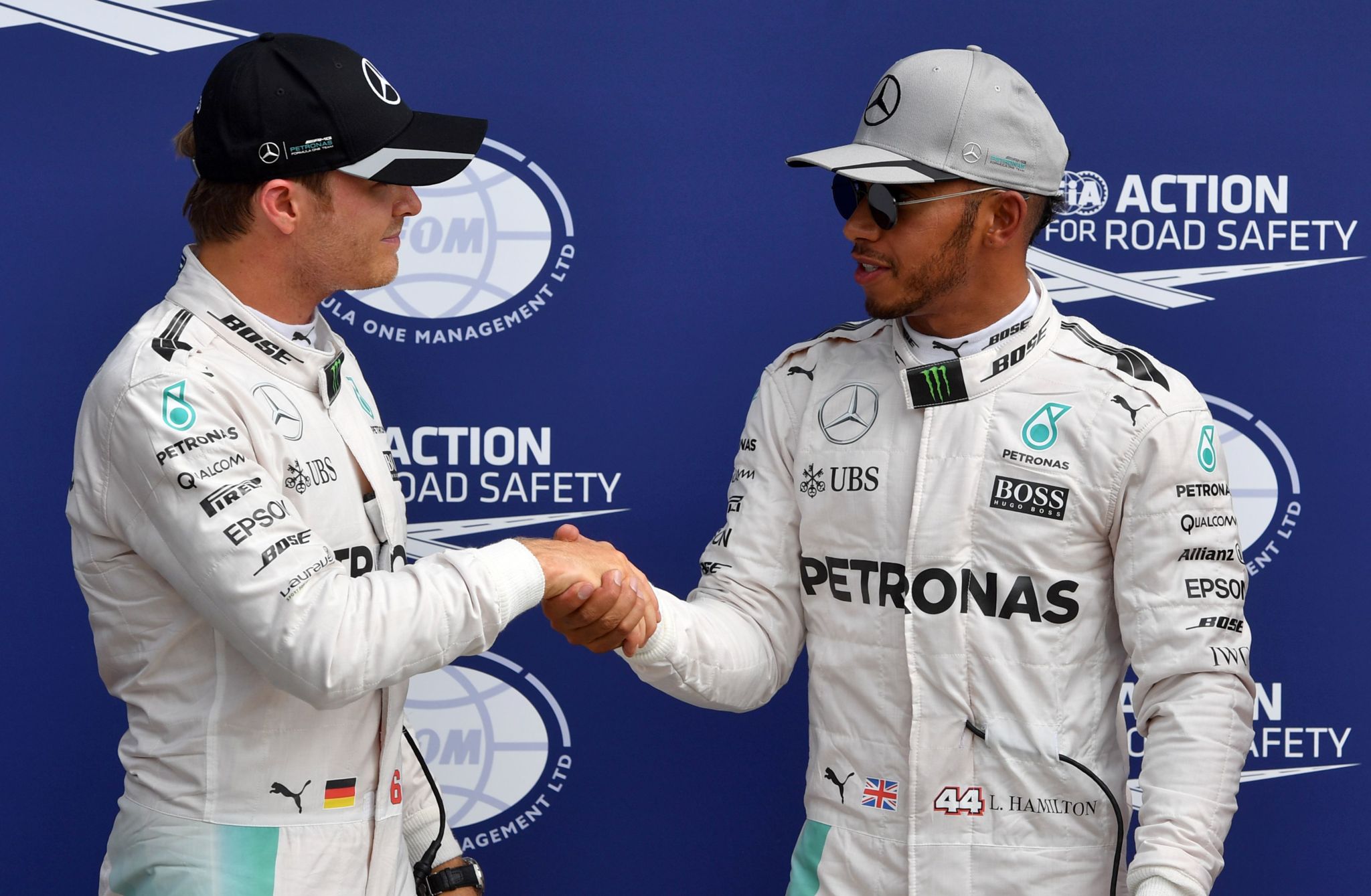 Hamilton y Rosberg, despus de la calificacin en Monza