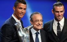 Cristiano, Florentino y Bale, en la gala de la UEFA