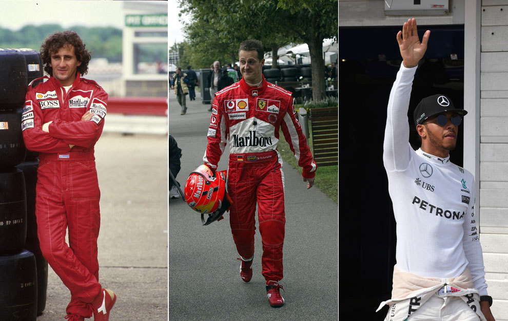Prost, Schumacher y Hamilton, los 3 con ms podios