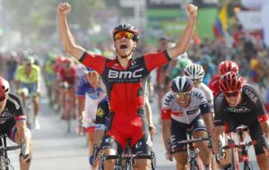 Jean-Pierre Drucker, celebrando su victoria en la 16 etapa de La...