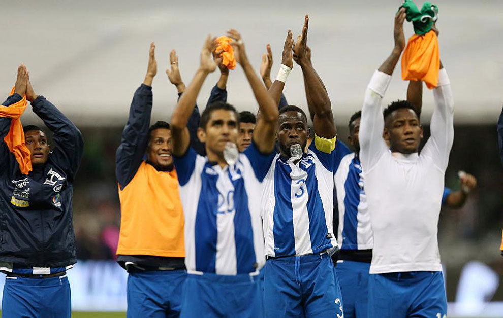 Los jugadores de Honduras celebran su clasificacin para el...