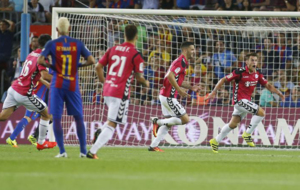 El Alavs celebra un gol en el Camp Nou