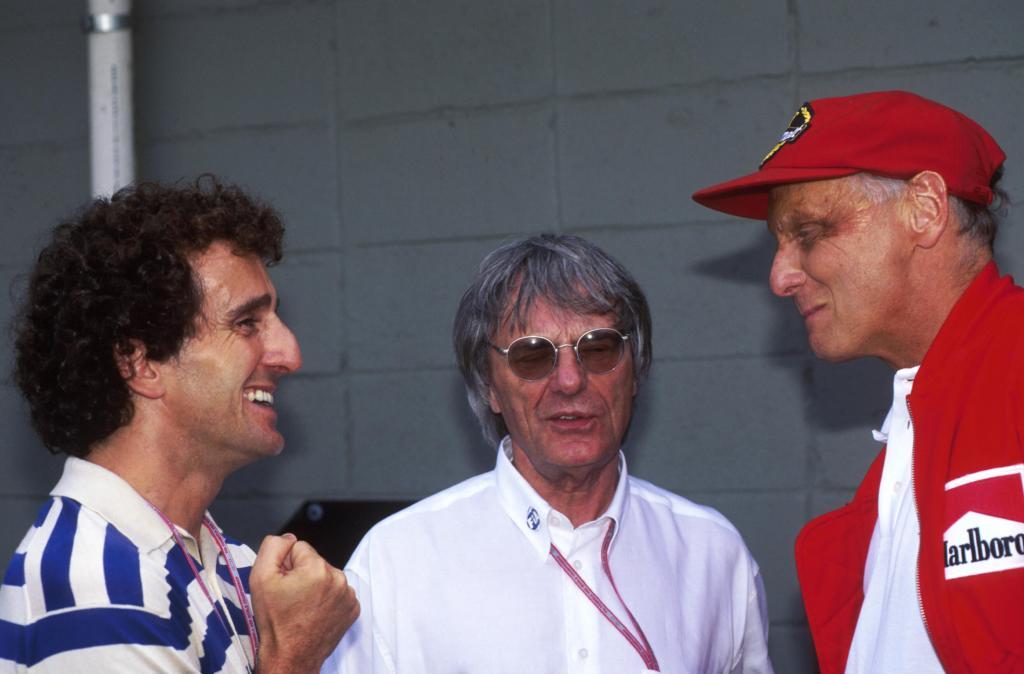 Prost, Ecclestone y Lauda en la poca de corredor del francs