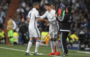 Benzema y Morata, en el cambio del Madrid