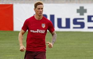 Fernando Torres, durante un entrenamiento del Atltico