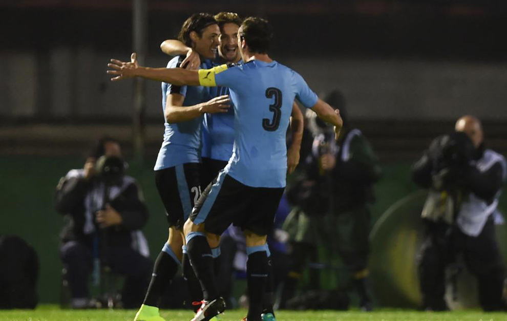 Uruguay celebra un gol en las eliminatorias