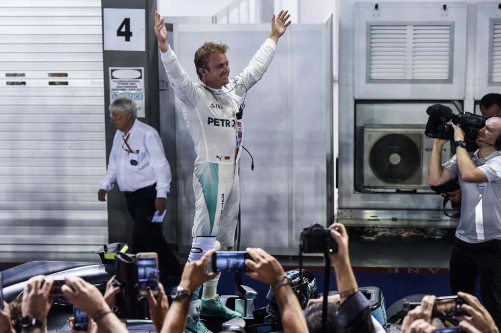 Rosberg, instantes despus de proclamarse ganador en Marina Bay