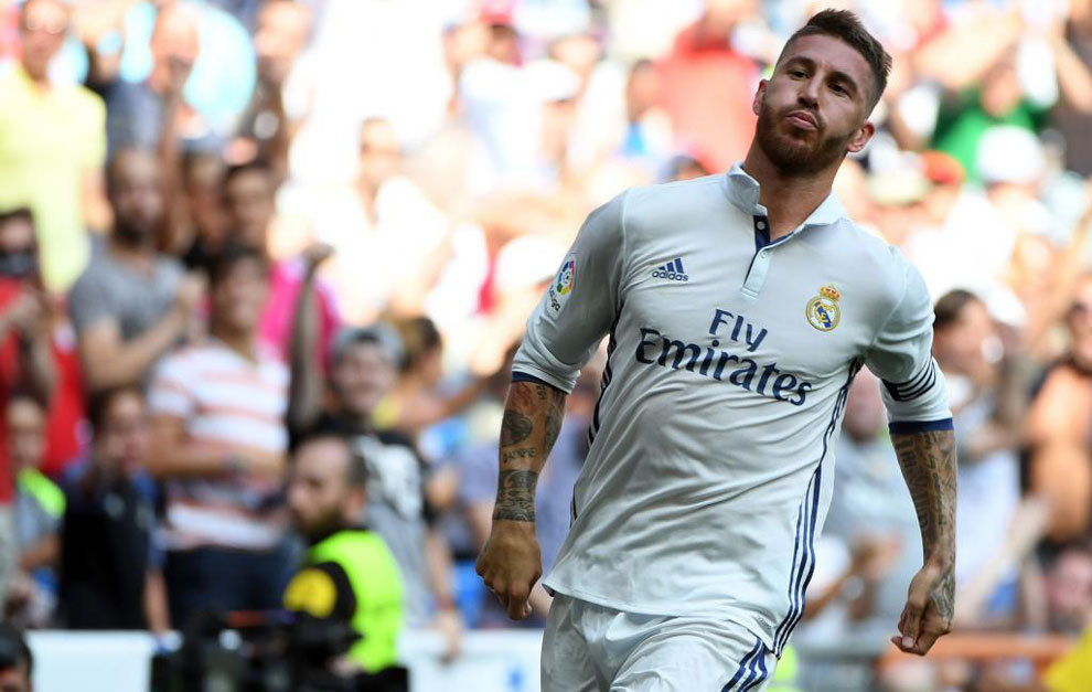 Ramos celebra su gol ante Osasuna