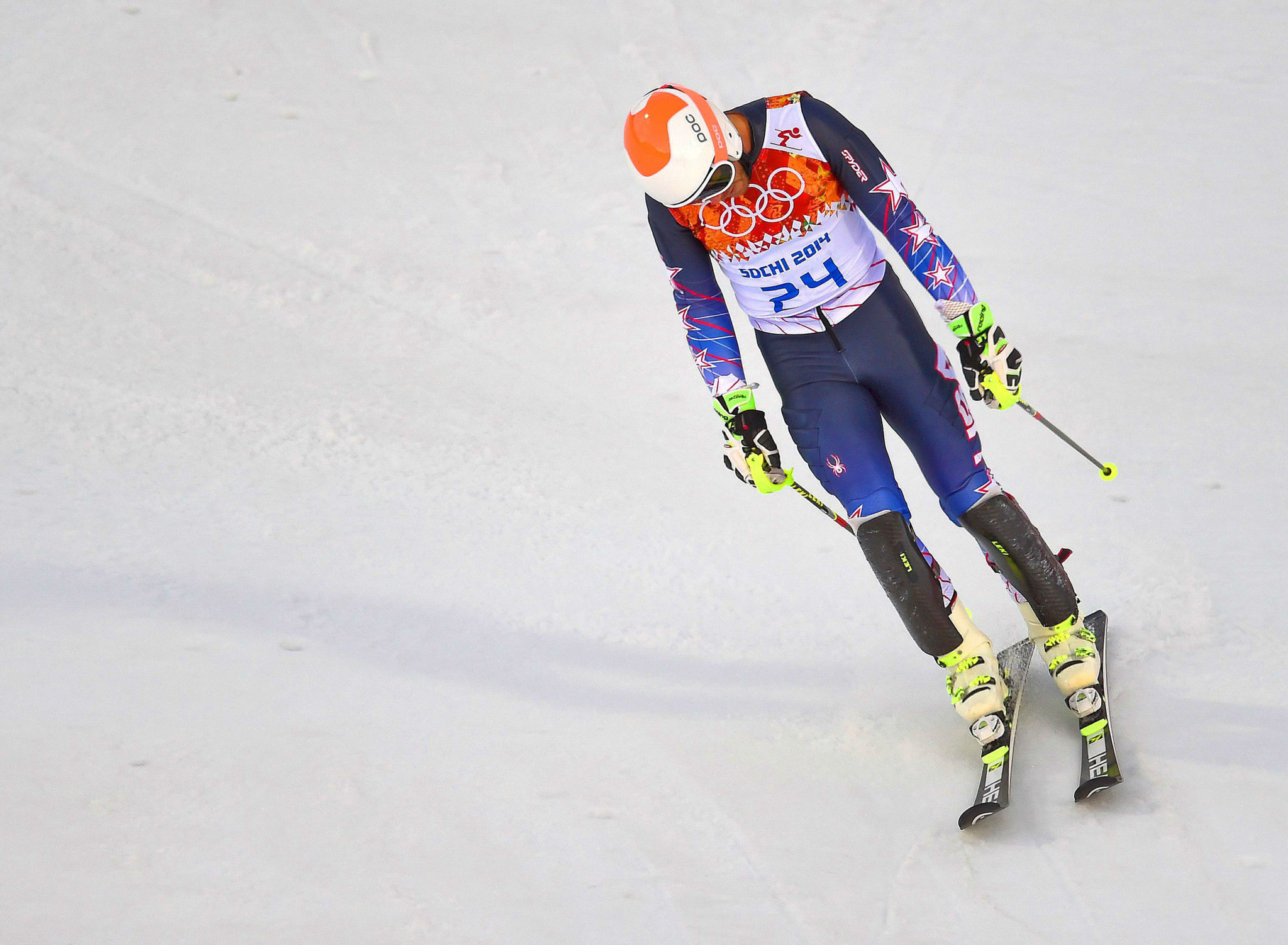 Bode Miller, tras su actuacin en el Super G de Sochi 2014.