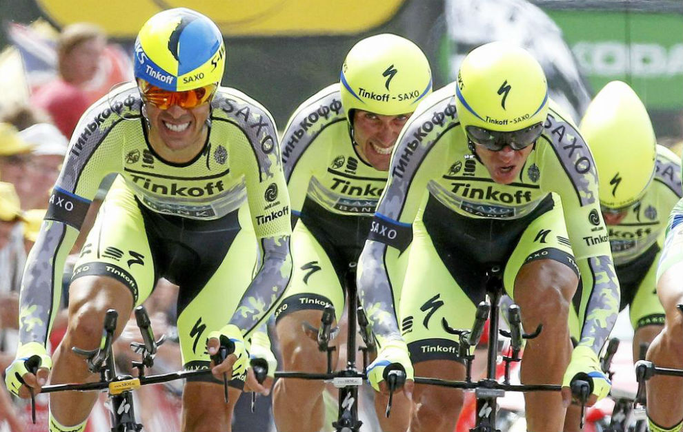 El equipo Tinkoff, durante el Tour de Francia 2015.