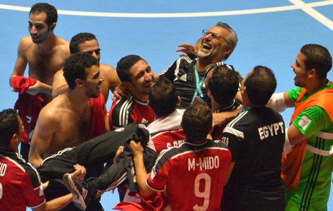 Los jugadores de Egipto celebran su clasificacin