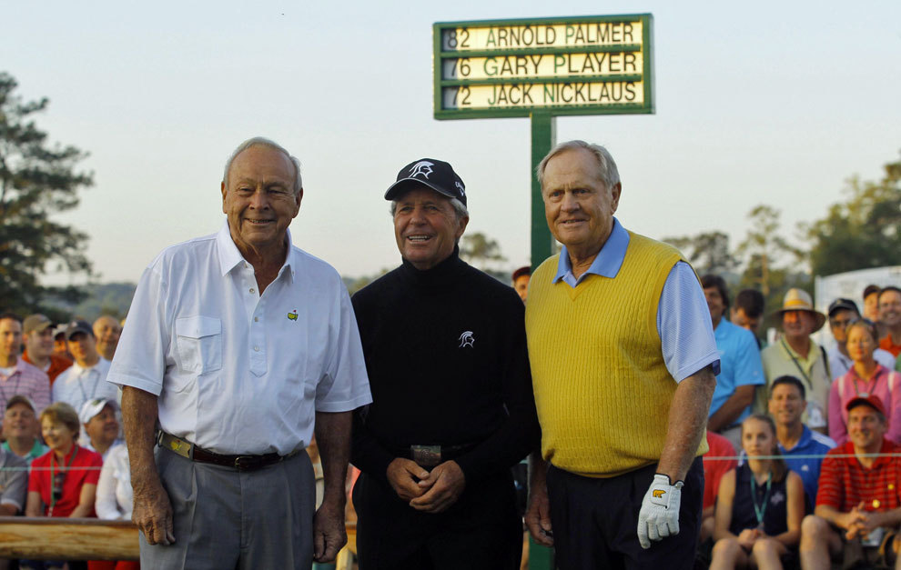 De izquierda a dereche: Arnold Palmer, Gary Player y Jack Nicklaus