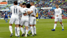 Bale, Benzema, Pepe y Cristiano celebran junto a Isco un gol del...