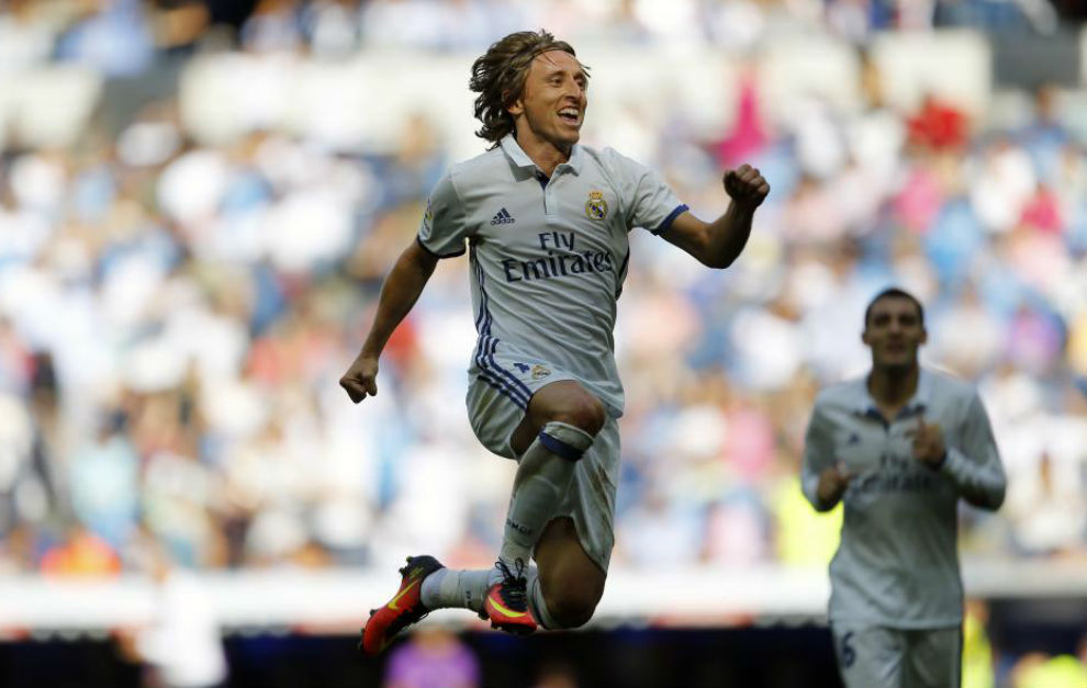 Luka Modric celebrando un gol
